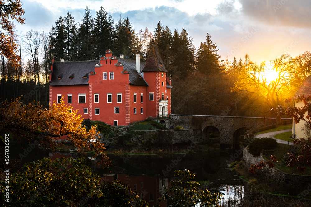 Fototapeta premium Cervena Lhota, red castle in Czech Republic
