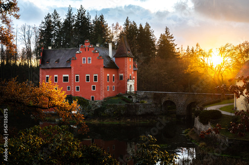 Cervena Lhota, red castle in Czech Republic photo