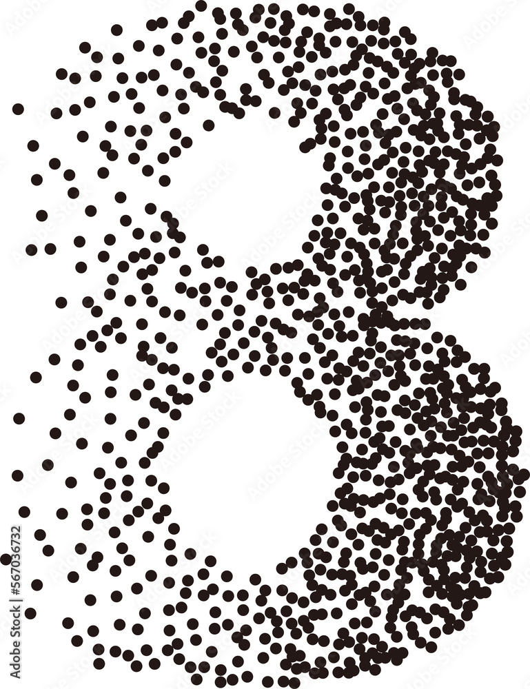 Black white stipple gradient dots number letter Black white stipple gradient dots number letter