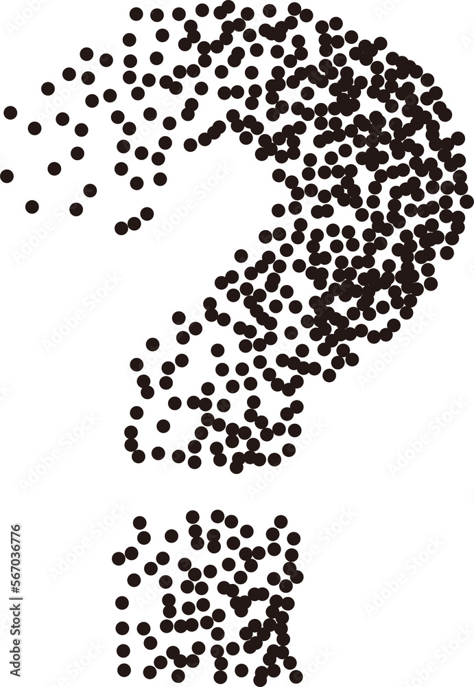 Black white stipple gradient dots notation question mark