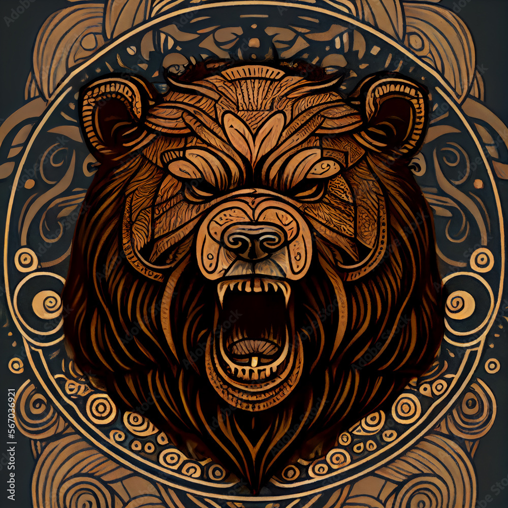 Angry bear head illustration