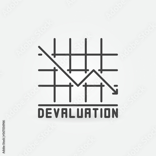Financial Crisis and Devaluation vector Currency Value Lowering line icon