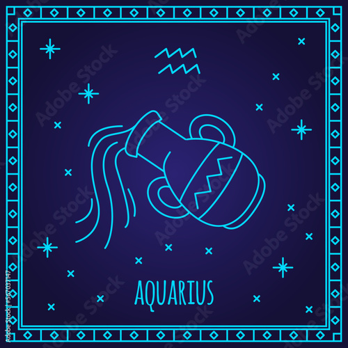 Aquarius zodiac sign. Astrological horoscope symbol. Constellations vector illustration.