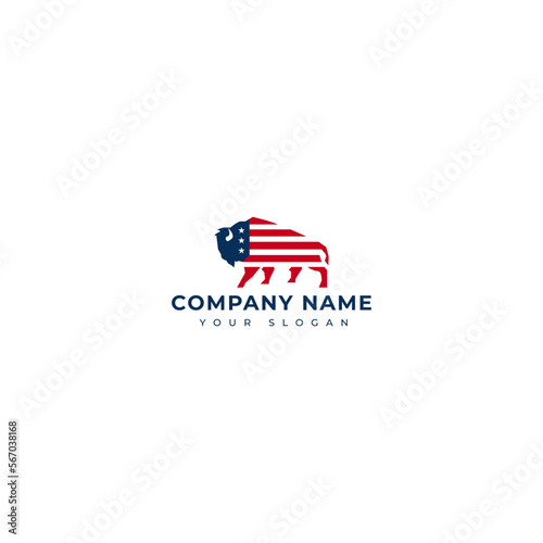 American bison logo vector design template