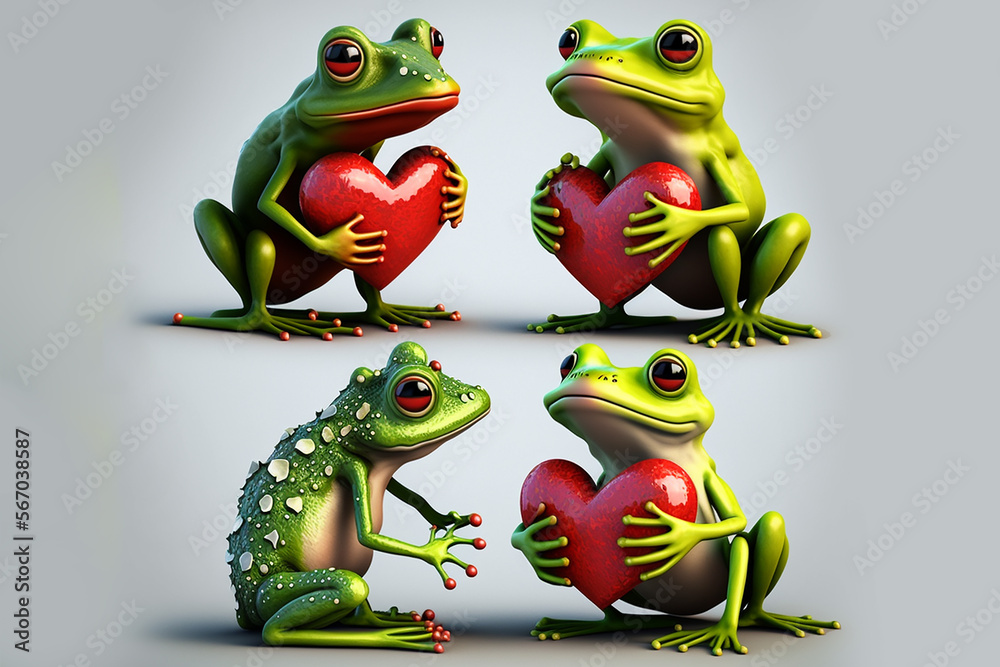 Fototapeta premium sapo fofo com coração dia dos namorados 