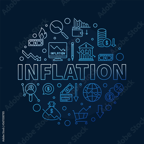 Wallpaper Mural Inflation vector round blue outline banner - Hyperinflation vector illustration Torontodigital.ca