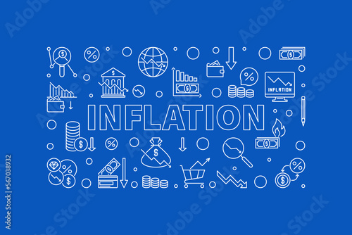 Inflation horizontal thin line banner. Financial Crisis vector illustration
