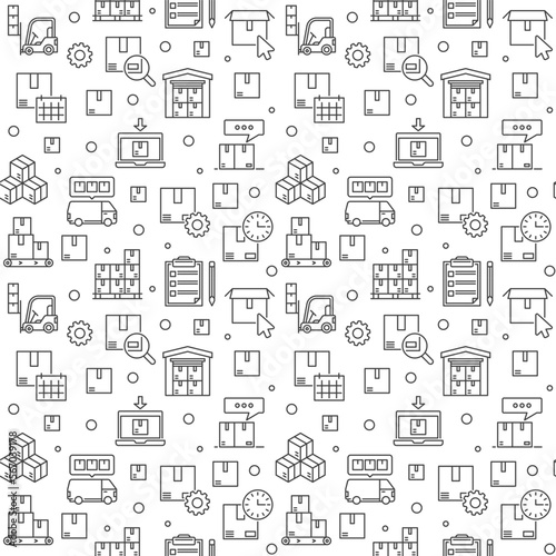 Inventory and Storage vector Logistics outline seamless pattern