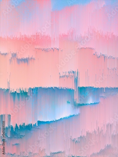 Glitch Sunset Graphical Abstract Painting Art Background Texture,Colorful Geometrical Artwork,Modern Conceptual Print 3D Rendering,3D Illustration