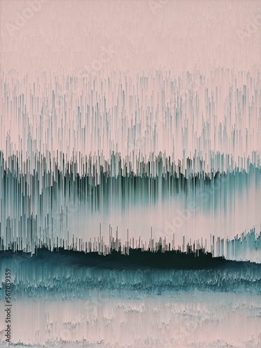 Glitch Sunset Graphical Abstract Painting Art Background Texture,Colorful Geometrical Artwork,Modern Conceptual Print 3D Rendering,3D Illustration