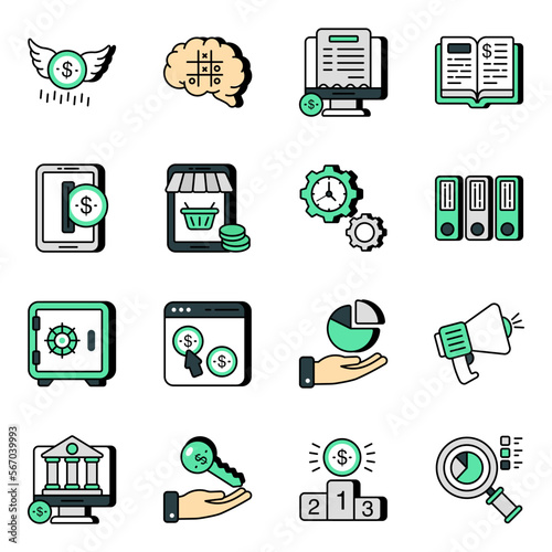 Pack of Business and Economy Flat Icons 