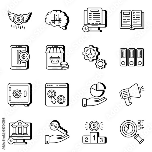 Pack of Business and Economy Linear Icons 