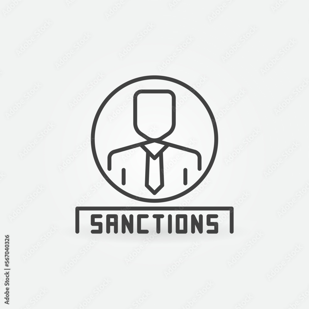 Man in Sanctions vector concept icon in thin line style Man in Sanctions vector concept icon in thin line style