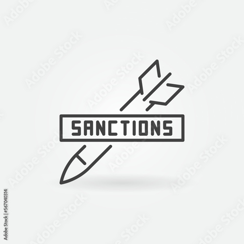 Military Sanctions vector concept thin line icon or sign