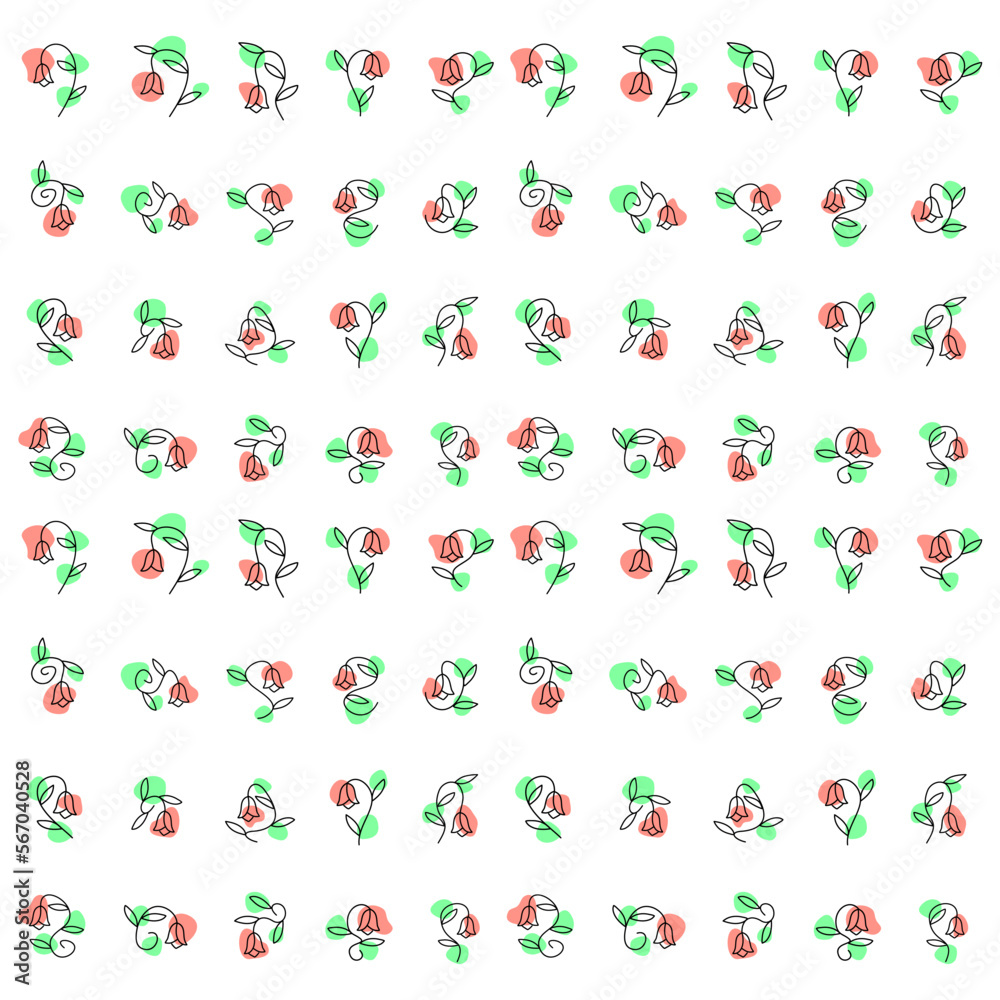 floral pattern. Set of plant floral and leaf pattern icon. seamless pattern flowers. minimalist flower illustrations. nature flowers pattern. 