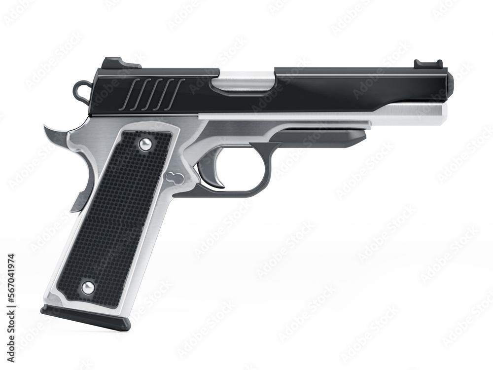 Gun isolated on white background. 3D illustration