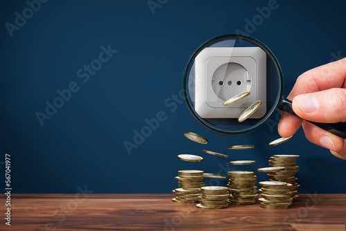 Price of electricity costs financial concept