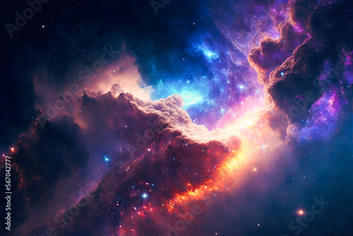Fotobehang Discover the Wonders of Nebula Galaxies background. Generative Ai