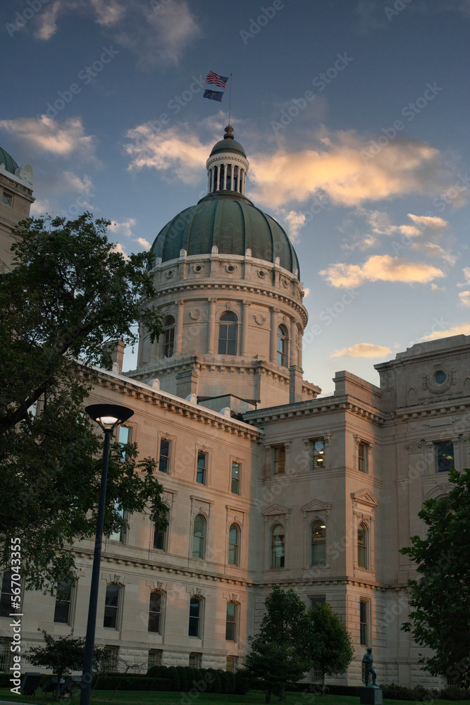 Indiana state capitol building in Indianapolis, Indiana.
