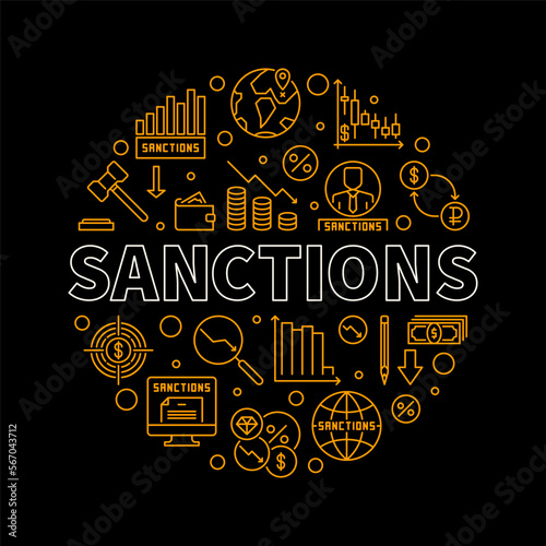 Sanctions round banner - Commercial Penalties concept linear illustration