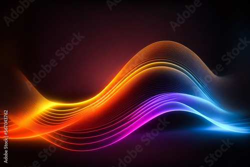 Background Abstract wave line neon. Generative ai
