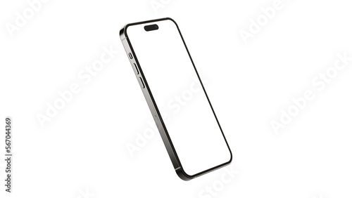 iPhone 14 pro Max on isolated white background. White mockup screen. Spase Gray color.