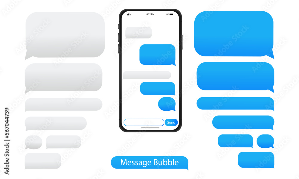 mockup Smartphone chatting Smartphone with blue and gray message bubbles eps10 mockup Smartphone chatting Smartphone with blue and gray message bubbles eps10