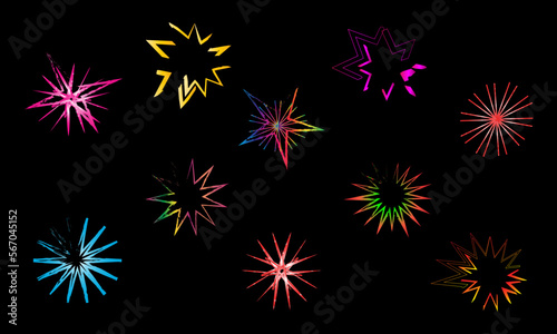 Groub of icons glitter stars color ornament abstract background pattern website template wallpaper vector illustration photo