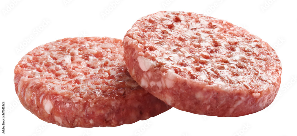 Raw minced beef meat for burgers cut out Raw minced beef meat for burgers cut out