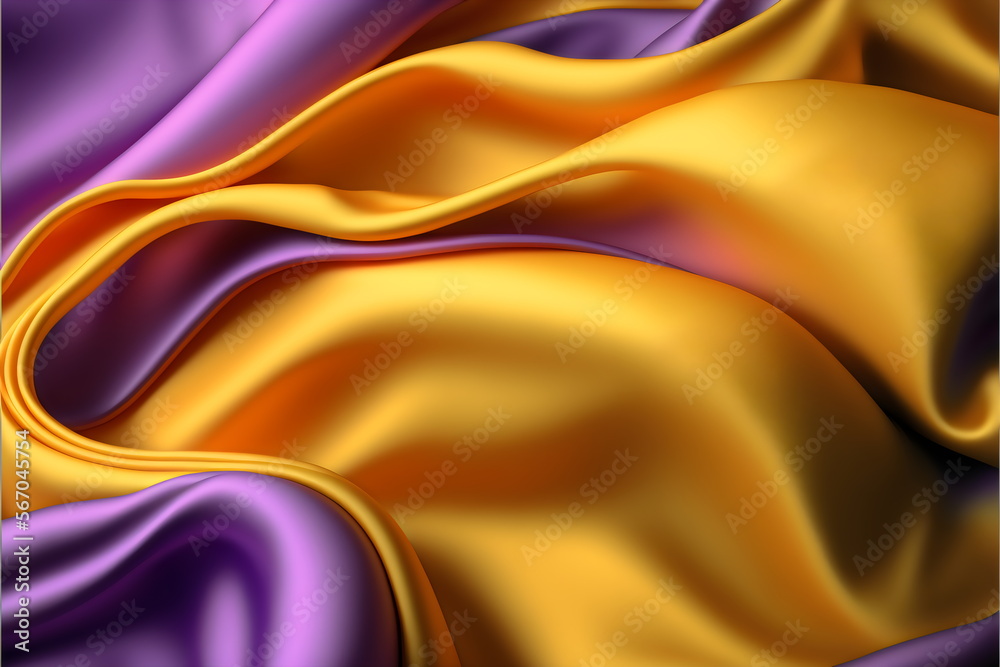 purple and yellow swirling satin background fabric texture colorful, generative ai purple and yellow swirling satin background fabric texture colorful, generative ai