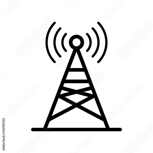Broadcast relay station and base station. Radio tower icon. Vector.