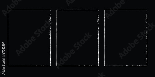 Vector Frames with rough edges . Rectangles for image. distress texture . Grunge tiny frame borders isolated on the background . Dirt effect . 