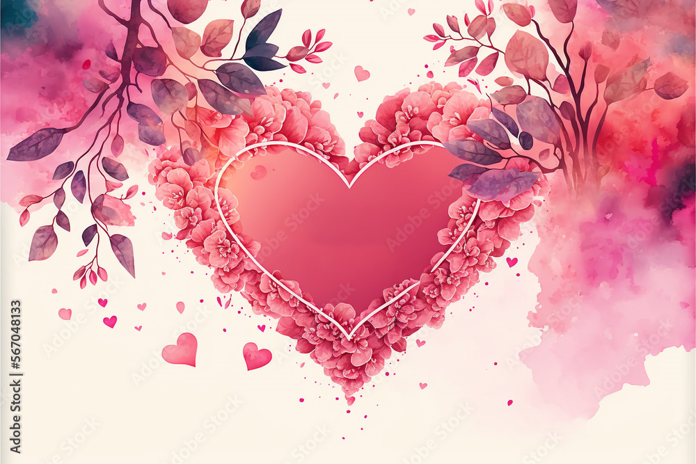 Valentine Background watercolor Generative AI
