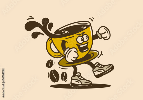 Mascot character illustration of a cup of coffee