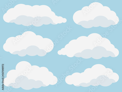 シンプルな雲の素材6種セット カゲあり