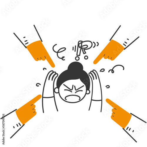 hand drawn doodle person stressed afraid of business mistake illustration