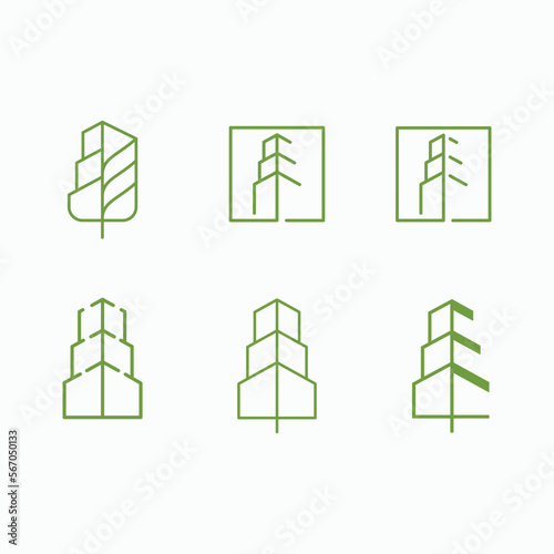 set of green city logo vector, building logo inspiration