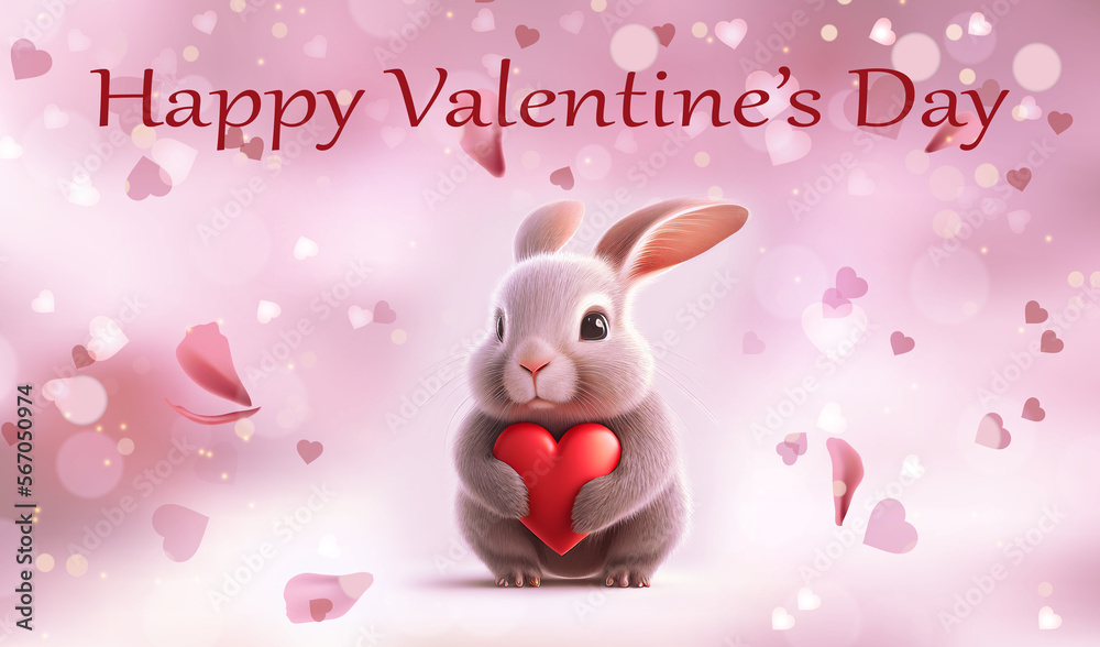 Happy Valentine's Day Greeting Card with Bunny