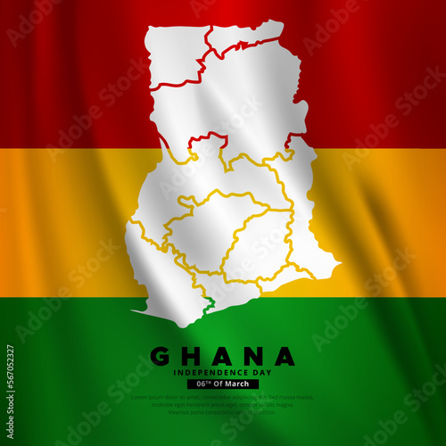Ghana Independence Day design with wavy flag and ghana maps. Ghana independence Day Vector