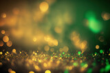 defocused glitter green gold bokeh abstract background with bokeh lights vintage lights background.for celebration background