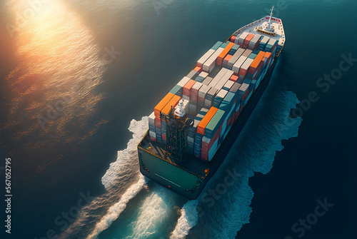 cargo liner at sea top view