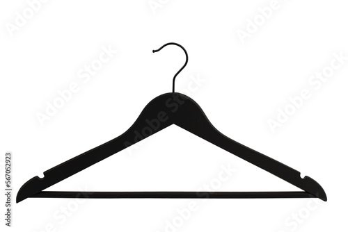 wooden and plastic hangers with a hook for clothes, isolate for clipping on a white background