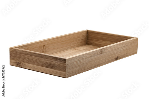 wooden box container made of bamboo, isolated on a transparent background © Елена Челышева
