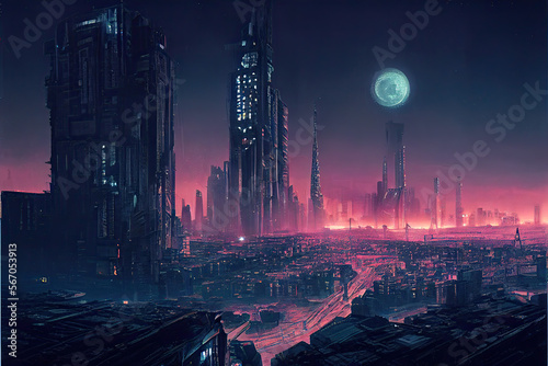 Dystopian city of the future