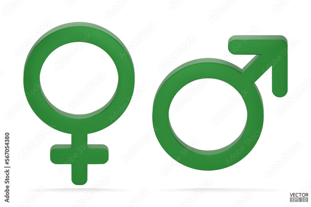 Male and Female symbol icon isolated on white background. Male and female icon set. The symbol for web site, design, logo, app and UI. Gender Icon green symbol. 3D vector illustration. Male and Female symbol icon isolated on white background. Male and female icon set. The symbol for web site, design, logo, app and UI. Gender Icon green symbol. 3D vector illustration.