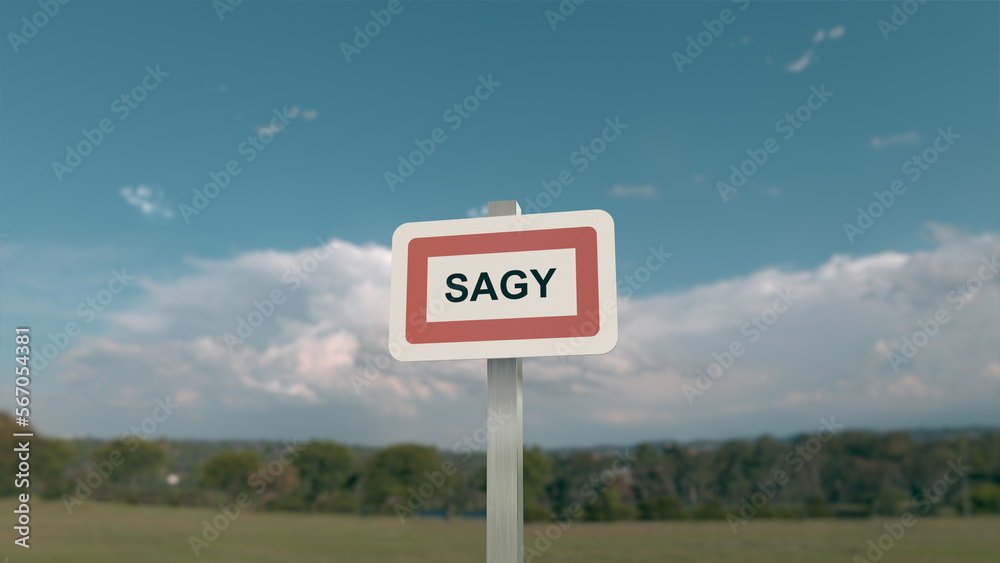 City sign of Sagy. Entrance of the municipality of Sagy City sign of Sagy. Entrance of the municipality of Sagy