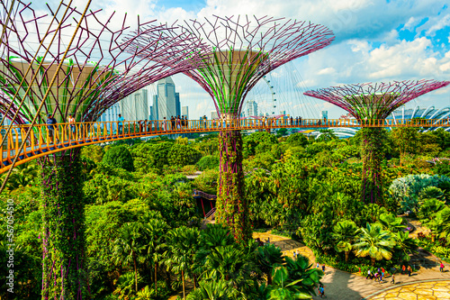 The Gardens by the Bay is a nature park spanning 101 hectares in the Central Region of Singapore, adjacent to the Marina. © sphraner