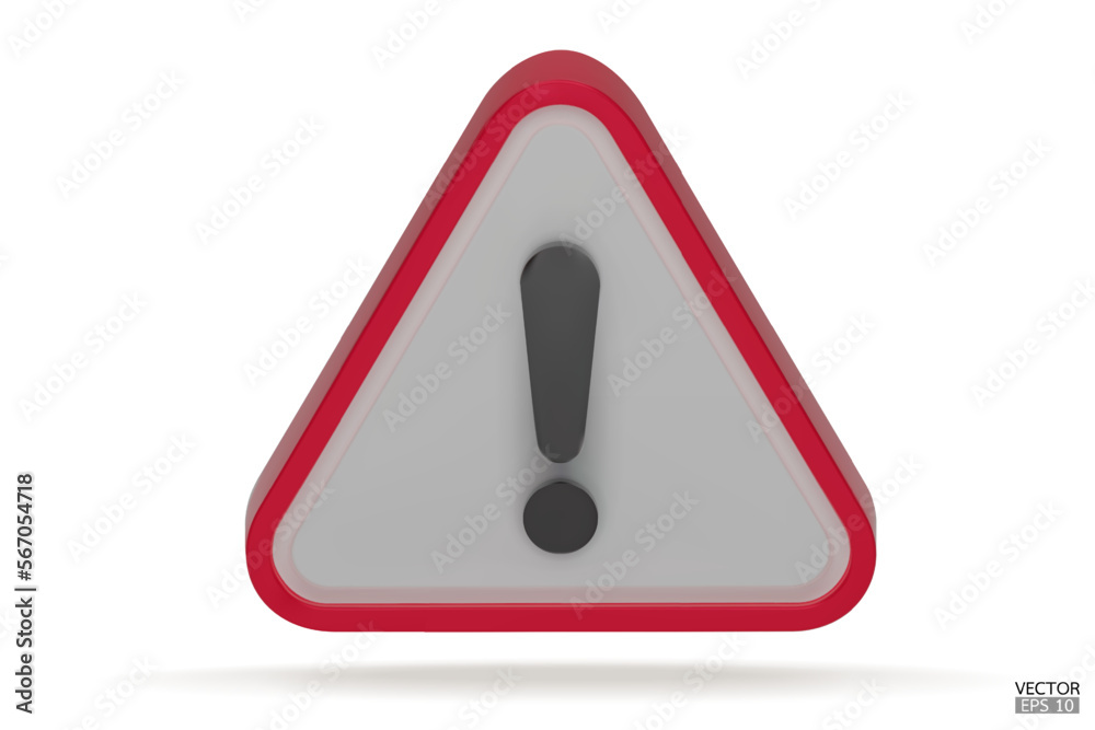 3d Realistic red triangle warning sign isolated on white background. Hazard warning attention sign with exclamation mark symbol. Danger, Alert, Dangerous attention icon. 3D Vector illustration. 3d Realistic red triangle warning sign isolated on white background. Hazard warning attention sign with exclamation mark symbol. Danger, Alert, Dangerous attention icon. 3D Vector illustration.