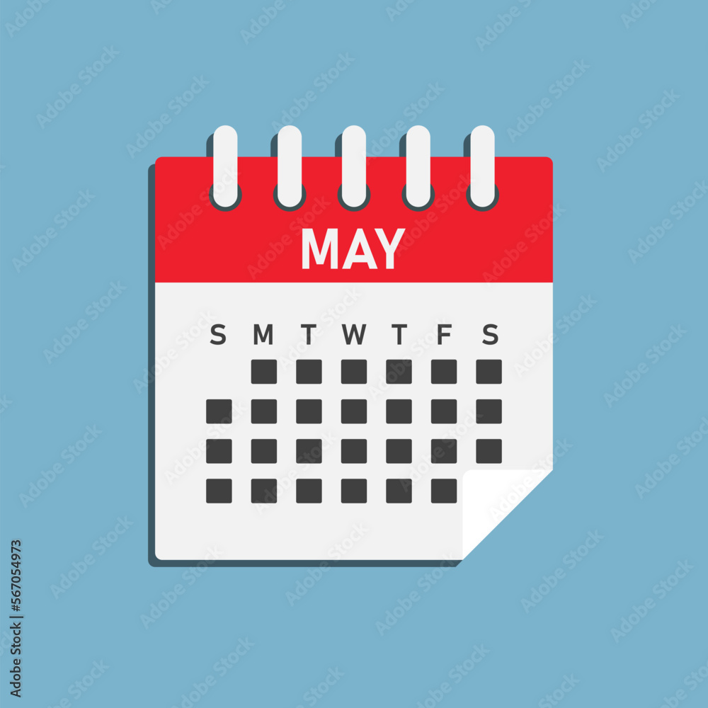 Vector template icon page calendar, month May Vector template icon page calendar, month May