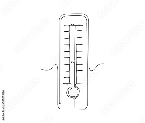 Continuous one line drawing of thermometer. Simple illustration of thermometer line art vector illustration.